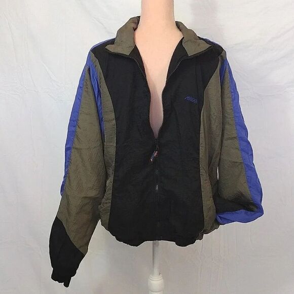 VTG 90's Brooks Black Grey Colorblock Nylon Unisex Jacket Men's Medium - Picture 7 of 16